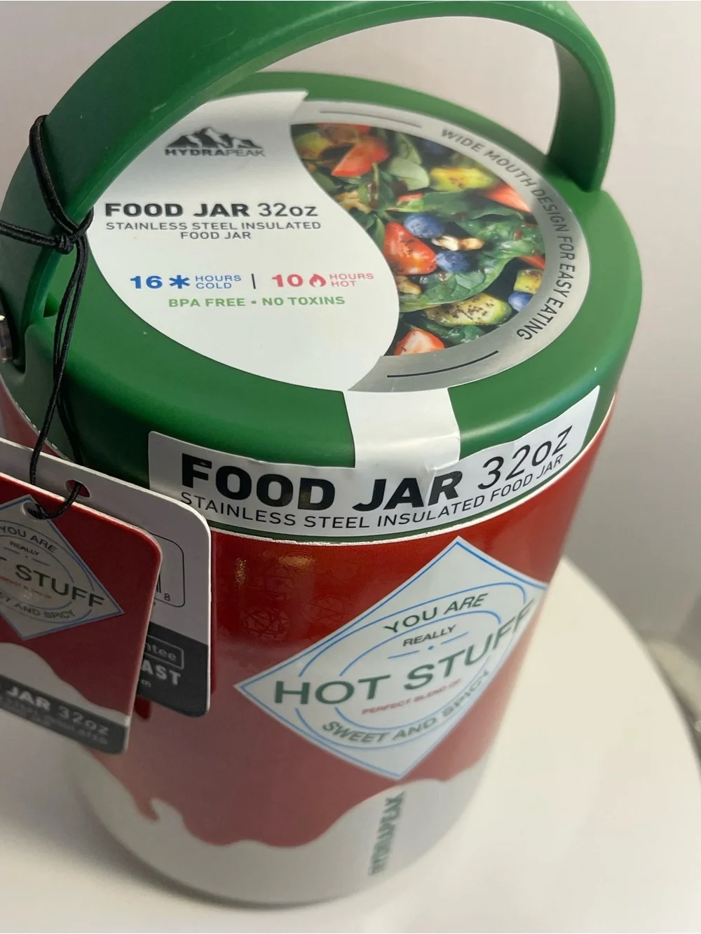 Hydrapeak Stainless Steel Insulated Food Jar “Hot Sauce/Hot Stuff” 32 oz- NWT